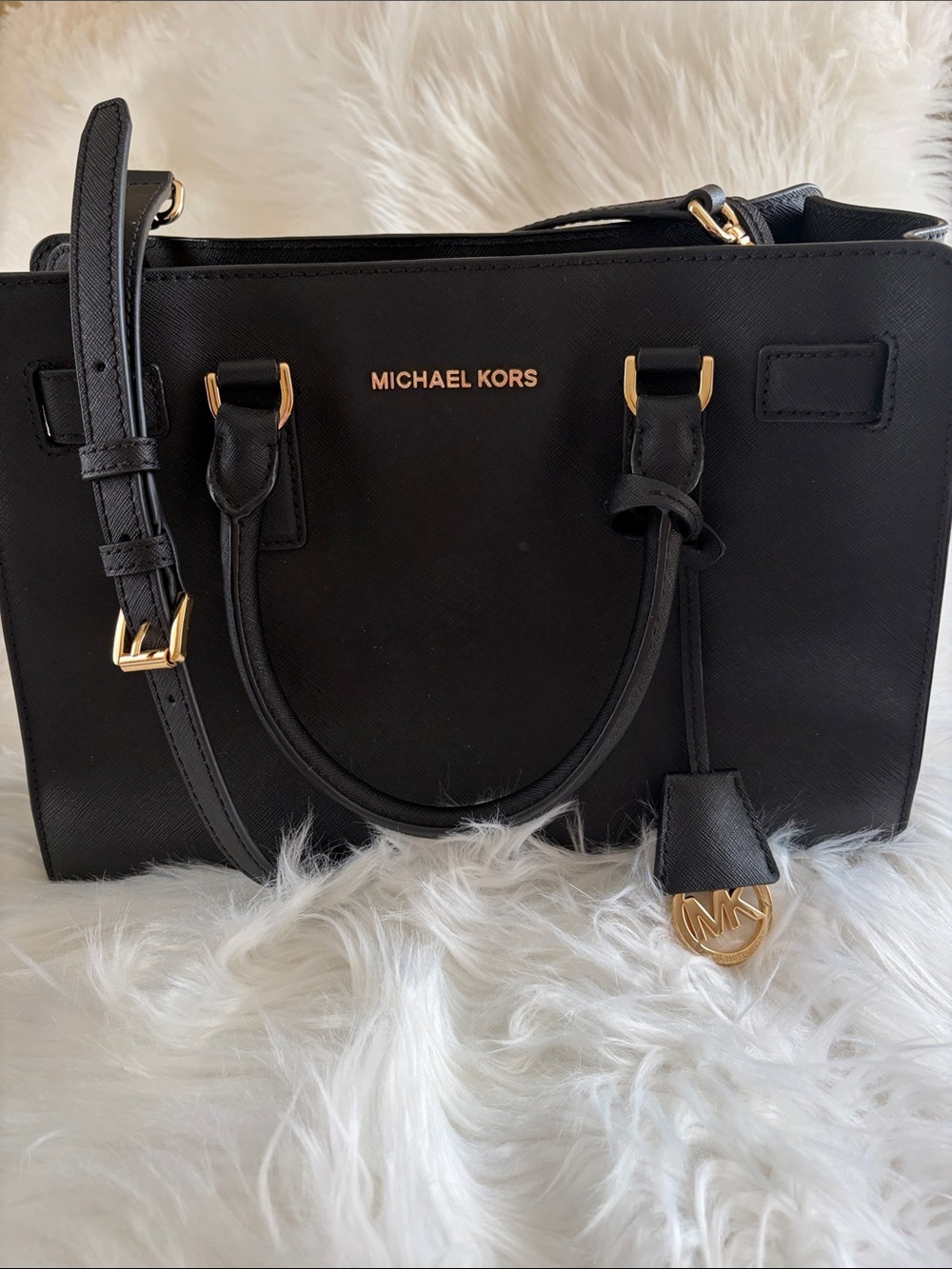 Michael Kors Dillon Black Saffiano Leather Satchel Bag